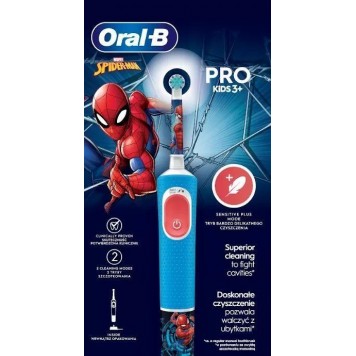Детская электрическая зубная щетка Oral-B Vitality Pro Kids «Человек-Паук» круглая насадка 3+ лет-14