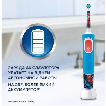 Детская электрическая зубная щетка Oral-B Vitality Pro Kids «Человек-Паук» круглая насадка 3+ лет-5