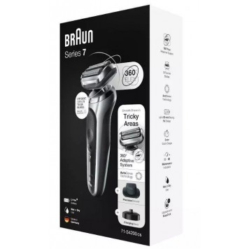 Электробритва Braun Series 7 71-S4200cs сухое/влажное бритьё зарядная станция насадка серебристая-14