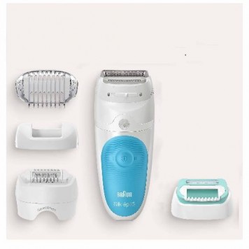 Эпилятор Braun Silk-épil 5 5-610, для сухой и влажной эпиляции, 4 насадки, белый/голубой-1