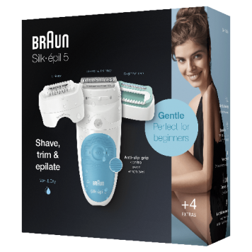 Эпилятор Braun Silk-épil 5 5-610, для сухой и влажной эпиляции, 4 насадки, белый/голубой-6