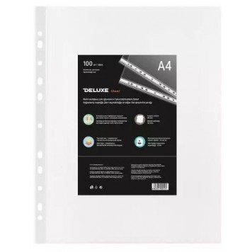 Файл-вкладыш пластик. Deluxe Clear A4100M A4 100 мкм. (пакет 100 файлов)