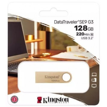 Флэш-накопитель Kingston 128Gb USB3.2 Gen1 Data Traveler SE9 (Gold Metal Case)-2