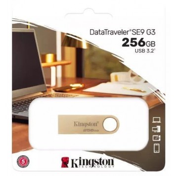 Флэш-накопитель Kingston 256Gb USB3.2 Gen1 Data Traveler SE9 (Gold Metal Case)-2