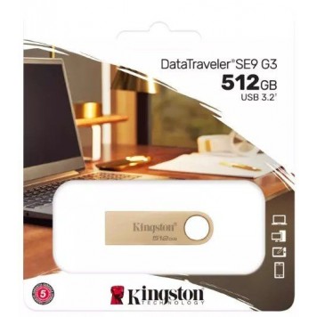 Флэш-накопитель Kingston 512Gb USB3.2 Gen1 Data Traveler SE9 (Gold Metal Case)-2