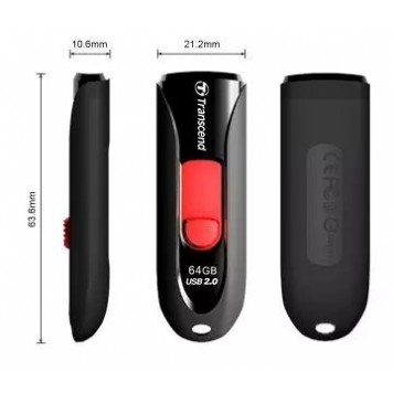 Флэш-накопитель Transcend JetFlash 590 64GB TS64GJF590K USB Flash Drive  590  (черный)-1