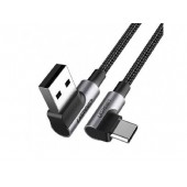 Кабель UGREEN Angled USB 2.0 A to Type C Cable Nickel Plating Aluminum Shell 1m (Black)