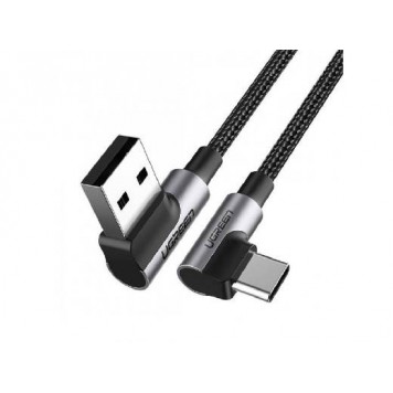Кабель UGREEN Angled USB 2.0 A to Type C Cable Nickel Plating Aluminum Shell 1m (Black)