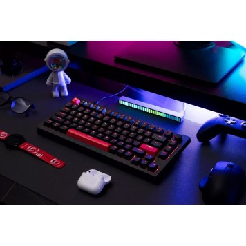 Клавиатура механическая Lemokey X4 84Key Keychron Red USB-A QMK EN/KZ/RU Red led черный-1