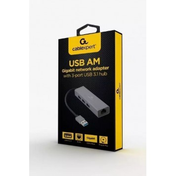 Конвертер Cablexpert USB 3.0 на 3xUSB 3.0 Lan RJ45 (A-AMU3-LAN-01)-1