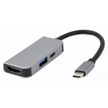 Конвертер Cablexpert USB Type-C 3-in-1 multi-port adapter (USB port   HDMI   PD) silver A-CM-COMBO3-02