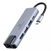 Конвертер Cablexpert USB Type-C 5-in-1 multi-port adapter (Hub + HDMI + PD + LAN)