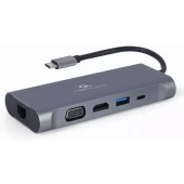 Конвертер Cablexpert USB Type-C 7-in-1 multi-port adapter (Hub3.0HDMIVGAPDcard reader stereo audio) space greyUSB-C PD (A-CM-COMBO7-01)
