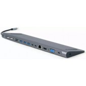 Конвертер Cablexpert USB Type-C 9-in-1 multi-port adapter (USB hub 3.0HDMIVGAPD   card reader   LAN   3.5 mm audio) space grey (A-CM-COMBO9-01)