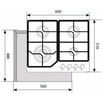Газовая варочная панель LEX GVG 640-1 WH-1