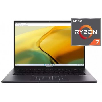 Ноутбук Asus Zenbook UM3402YA-KP602 14.0  WQXGA AMD Ryzen™ 7 7730U/16Gb/SSD 1Tb/AMD Radeon™ Graphics/Black/Dos(90NB0W95-M01100)
