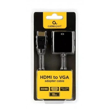 Переходник Cablexpert HDMI-VGA Cablexpert 19M/15F провод 15см black (A-HDMI-VGA-04)-1