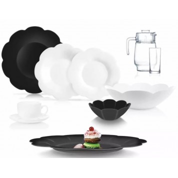 Столовый сервиз Luminarc FloreFlora Black MixMatch 46 предметов