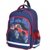 Рюкзак детский Пифагор Monster car Dark Blue-Red 15л Полиэстер 38x28х14 (270660)