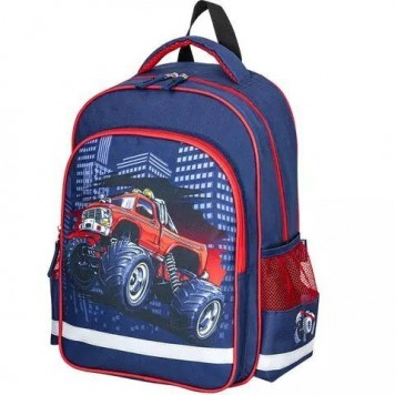 Рюкзак детский Пифагор Monster car Dark Blue-Red 15л Полиэстер 38x28х14 (270660)