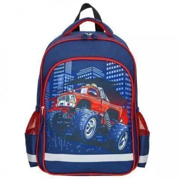 Рюкзак детский Пифагор Monster car Dark Blue-Red 15л Полиэстер 38x28х14 (270660)-1