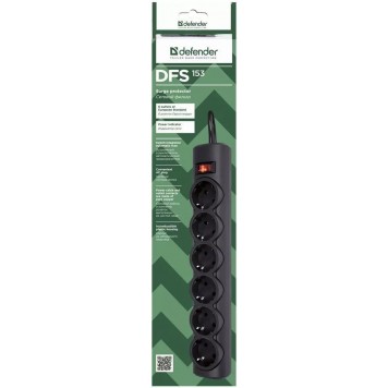 Сетевой фильтр Defender DFS 153 3 м черный