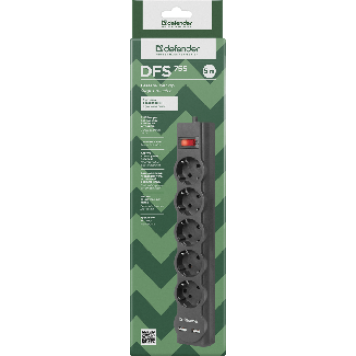 Сетевой фильтр Defender DFS 755 - 5,0 М, 2xUSB, 2.1A, 5 outlets-2