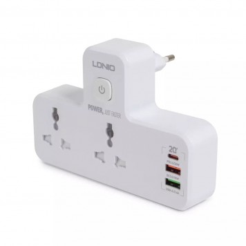 Сетевой фильтр LDNIO Universal SC2311 2 розетки 2*USB быстрой зарядки PD/QC 1 USB-C/A-1