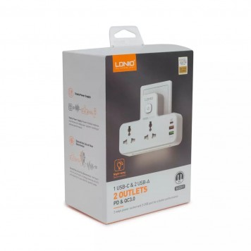 Сетевой фильтр LDNIO Universal SC2311 2 розетки 2*USB быстрой зарядки PD/QC 1 USB-C/A-2