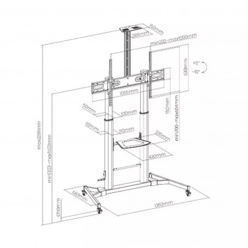Стойка мобильная Brateck TTL03H-610TW-2