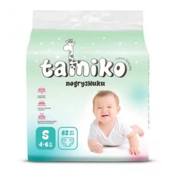 Подгузники Tamiko размера S 4-6кг/82шт
