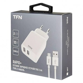 Сетевое зарядное устройство TFN RAPID 2xUSB + кабель Type-C 2.4A 12Вт белый-2