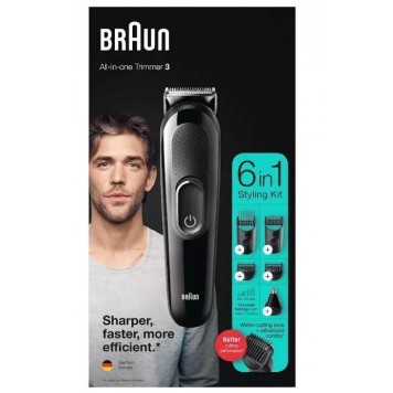 Триммер для бороды усов и волос Braun MGK3320 триммер 6 в 1 5 насадок чёрный-10