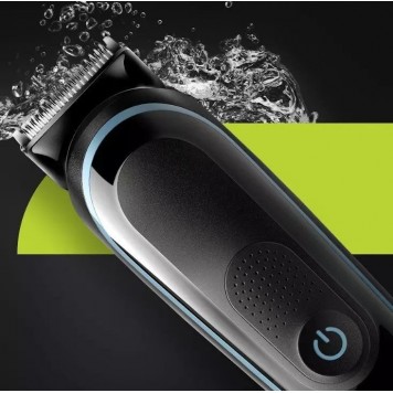 Триммер для бороды усов и волос Braun MGK5345 7 в 1 5 насадок и бритва Gillette сине-чёрный-9