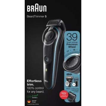 Триммер для бороды и усов Braun BT5340 2 насадки и бритва Gillette сине-черный-11