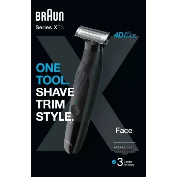 Триммер гибридный для бороды усов и тела Braun XT3100 Series X 3 насадки чёрный-7