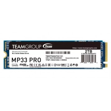 Твердотельный накопитель Team Group MP33 PRO 2Tb 2280 PCI-E 3.x x4 чтение - 2100 Мбайт/сек запись - 1700 Мбайт/сек TM8FPD002T0C101