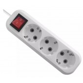 Удлинитель с заземлением Defender L330 16 А 15 м 3 розетки выключ белый