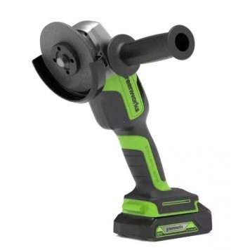 Угловая шлифовальная машина аккумуляторная Greenworks GD24AG 24V бесщеточная c 1хАКБ 2 Ач и ЗУ в сум