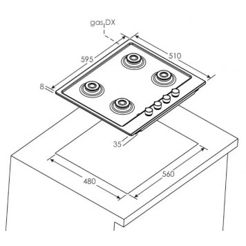 Варочная поверхность газовая CANDY CHG6BRX-3