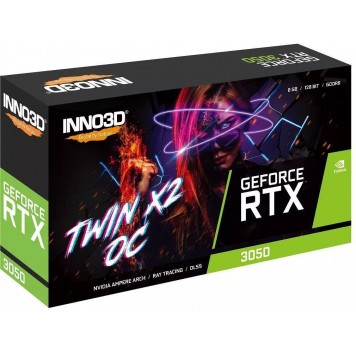 Видеокарта Inno3D GeForce RTX3050 Twin X2 OC 8G GDDR6 128bit DVI HDMI DP N30502-08D6X-1711VA41-1