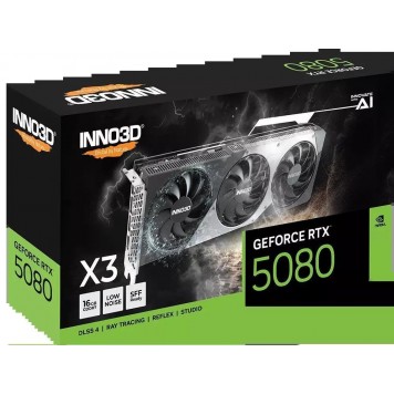 Видеокарта Inno3D GeForce RTX5080 X3 16G GDDR7 256-bit PCI-E Gen5 1xHDMI 3xDP Minimum System Power Requirement 850W N50803-16D7-176068N-2