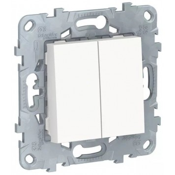 Выключатель двухклавишный SE NU521118 Unica New белый