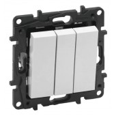 Выключатель трехклавишный Niloe Step 20А винт.клеммы Белый