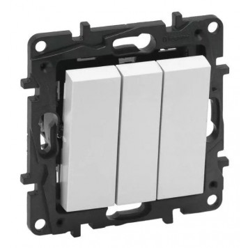 Выключатель трехклавишный Niloe Step 20А винт.клеммы Белый