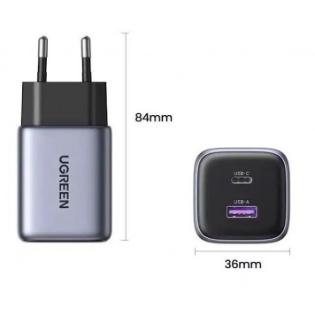 Зарядное устройство UGREEN 1xUSB-C 1хUSB 35W QC3.0 Gan X CD350 (15539)-2