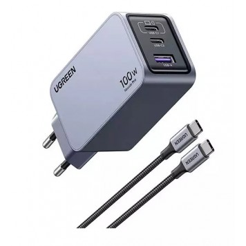Зарядное устройство UGREEN Nexode GaN 2xUSB-C/1xUSB-A 100W QC4.0 X757 (25874)