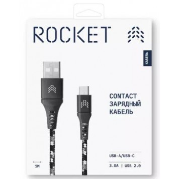 Зарядный кабель ROCKET Contact USB-A/USB-C 1м тканевая оплётка черный-2