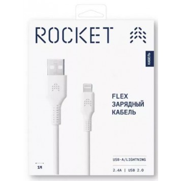 Зарядный кабель ROCKET Flex USB-A/Lightning 1м оплётка TPE белый-1